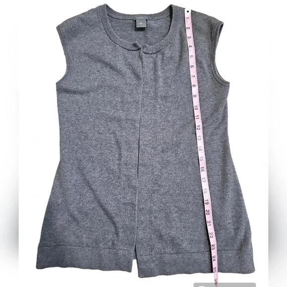 Ann Taylor Small Petite Gray 100 Percent Cotton Sleeveless Vest Classic Layering - Picture 8 of 8